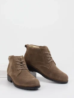 Damen Finn Comfort – Schnürboots aus Veloursleder taupe