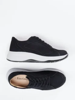 Damen Finn Comfort – Schnürschuh aus Nubukleder Schwarz