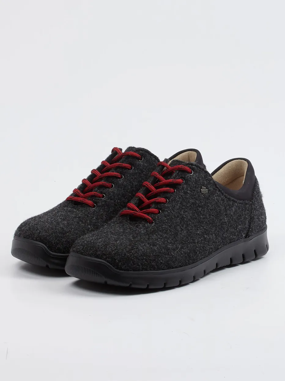 Damen Finn Comfort – Schnürschuhe aus Wollfilz anthrazit