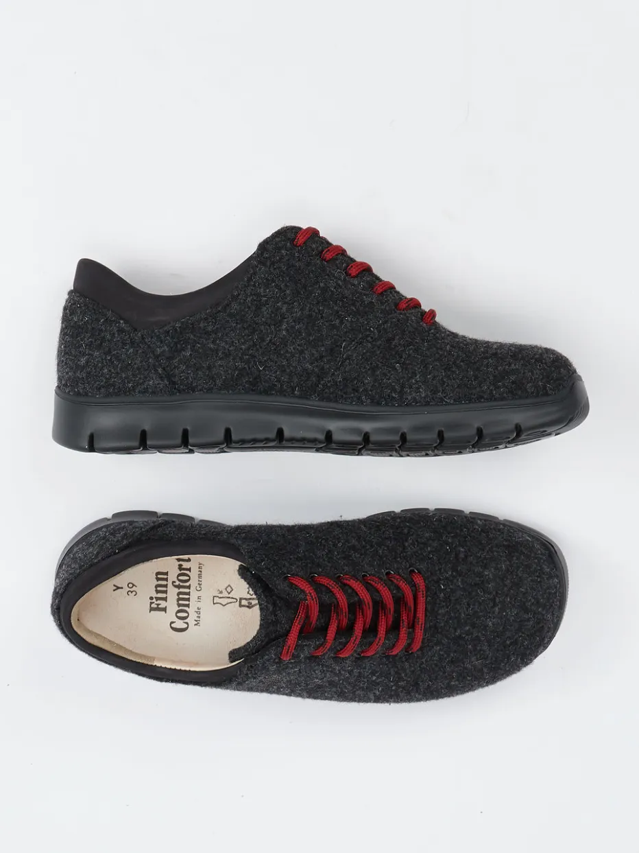 Damen Finn Comfort – Schnürschuhe aus Wollfilz anthrazit