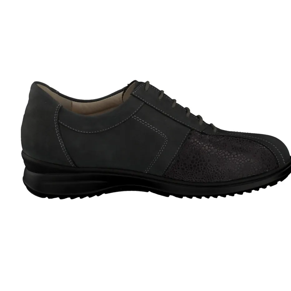 Damen Finn Comfort – Schnürschuhe aus Nubukleder anthrazit