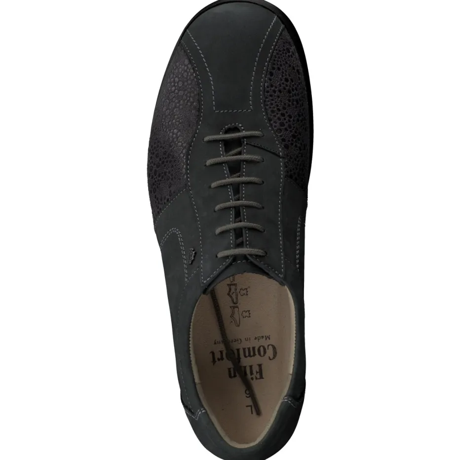 Damen Finn Comfort – Schnürschuhe aus Nubukleder anthrazit