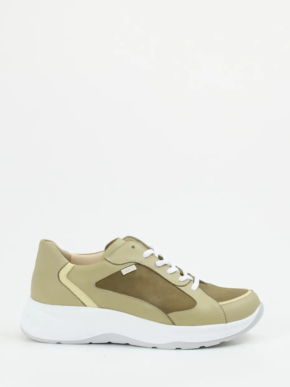 Damen Finn Comfort – Sneaker aus Kalbleder in Olivbeige