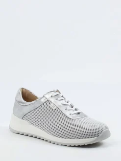 Damen Finn Comfort – Sneaker aus Textil und Metallicleder silber