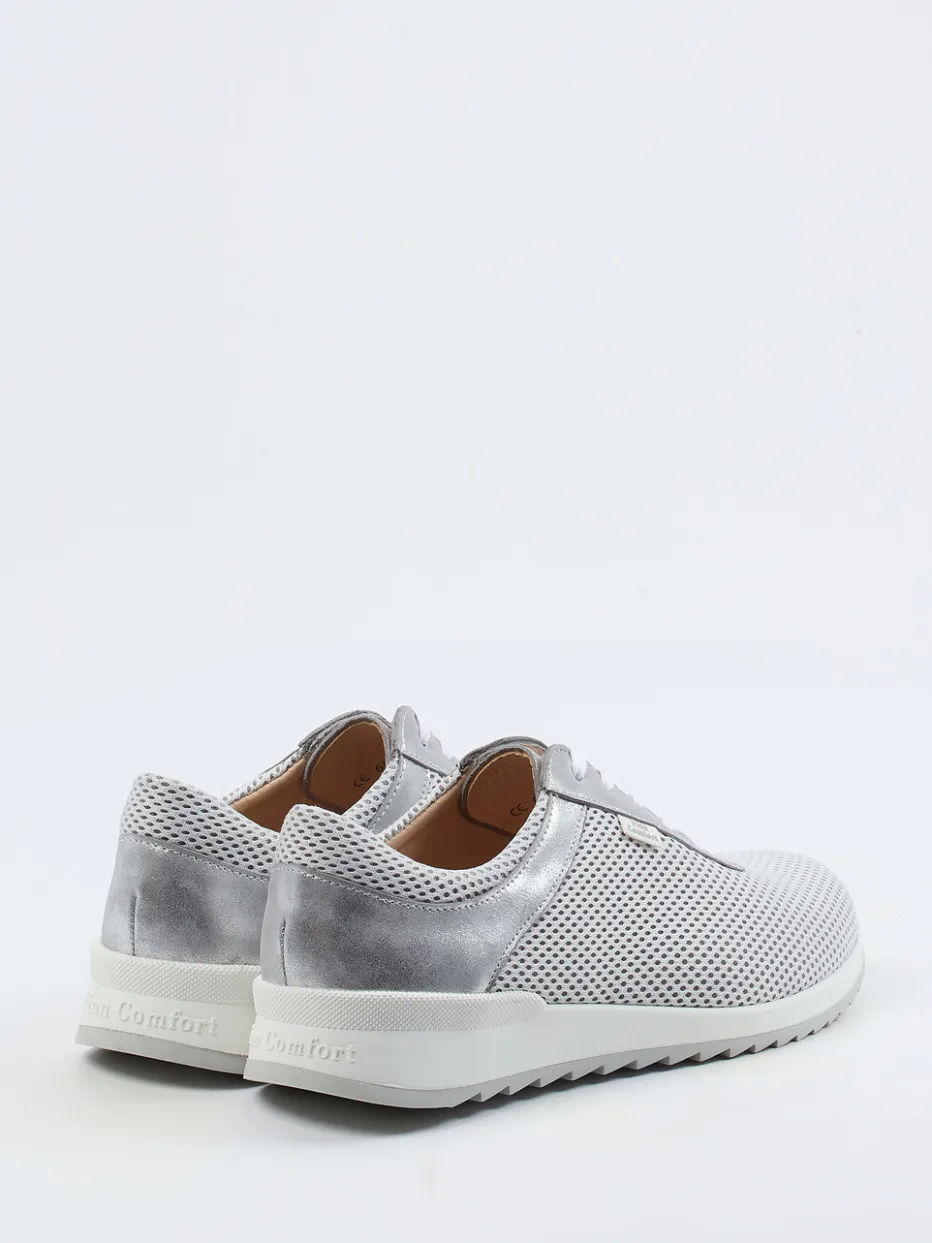 Damen Finn Comfort – Sneaker aus Textil und Metallicleder silber