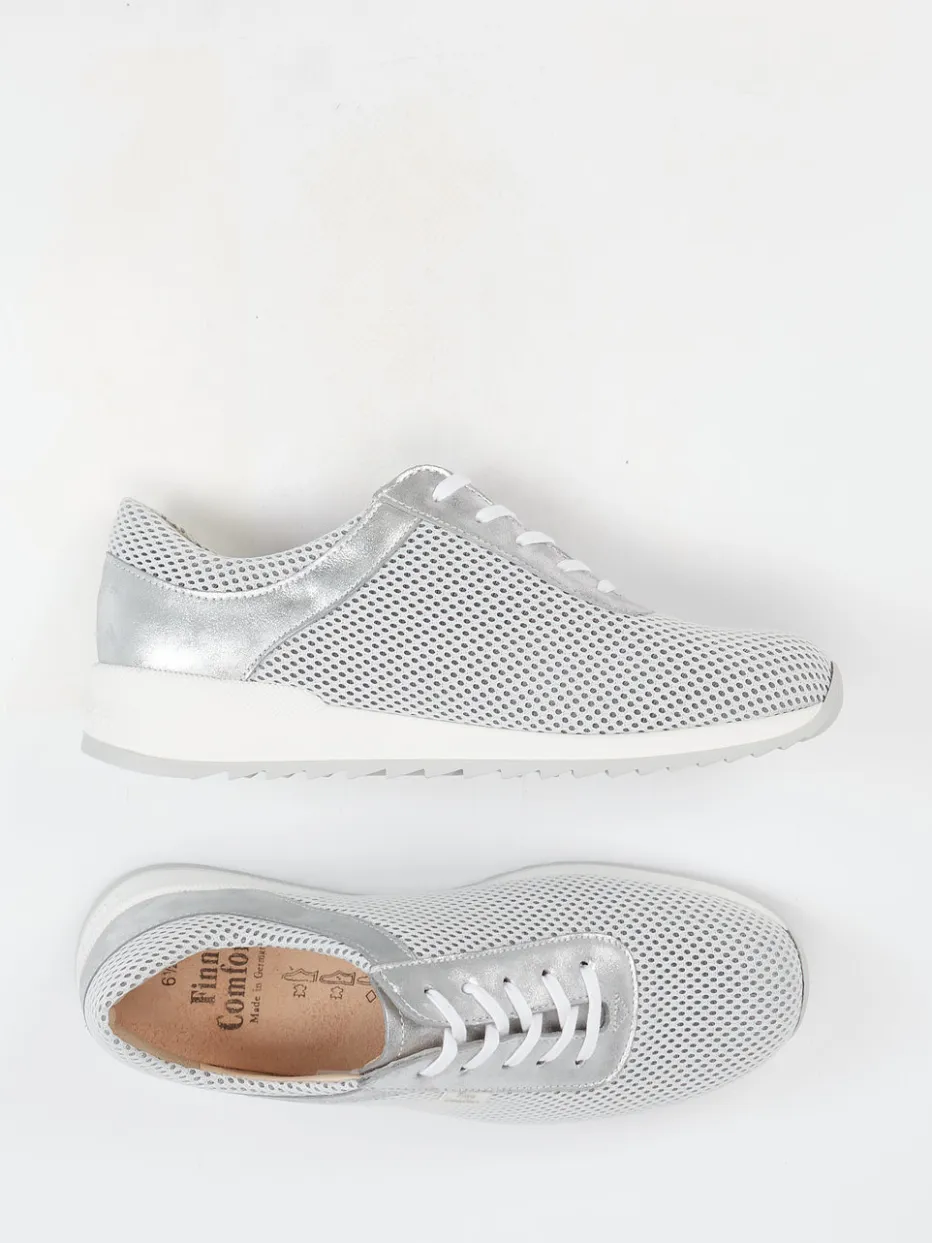 Damen Finn Comfort – Sneaker aus Textil und Metallicleder silber
