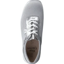 Damen Finn Comfort – Sneaker aus Textil und Metallicleder silber
