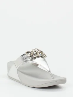 Damen FitFlop – Zehentrenner aus Kalbleder in Silber