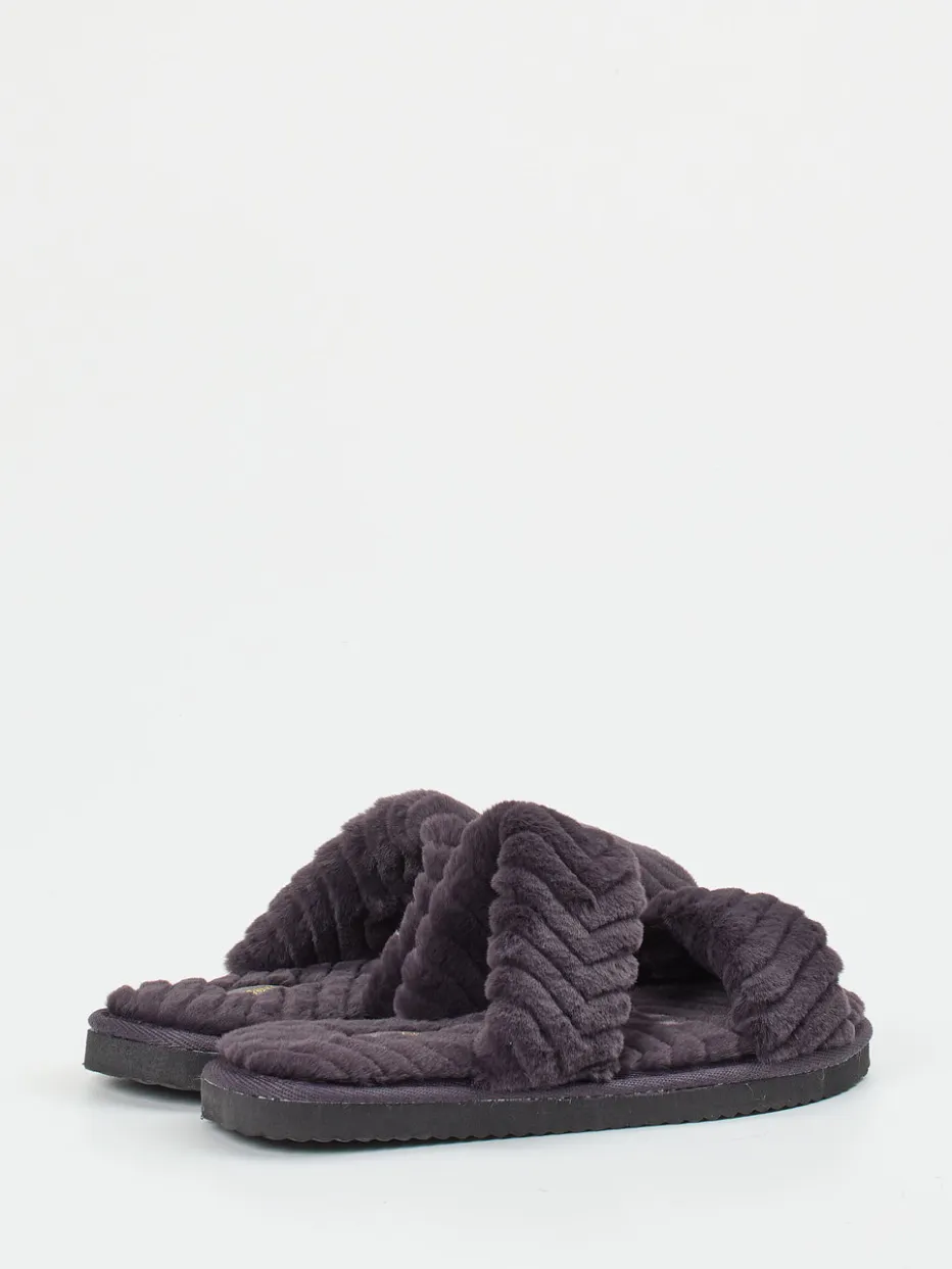 – Hausschuhe aus Kunstfell in Anthrazit*Flip Flop Sale