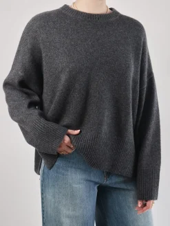 Damen FLONA – Strickpullover aus Feinstrick in Anthrazit