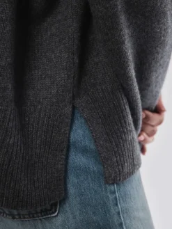 Damen FLONA – Strickpullover aus Feinstrick in Anthrazit