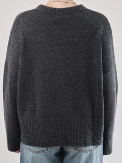 Damen FLONA – Strickpullover aus Feinstrick in Anthrazit