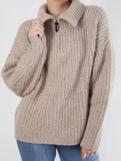 Damen FLONA – Strickpullover aus Wollmischung beige