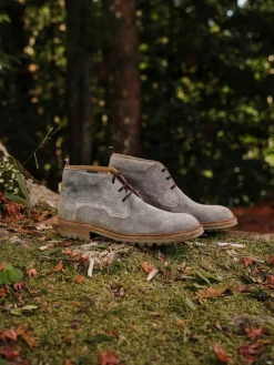 Herren Floris van Bommel – Schnürboots aus Veloursleder taupe