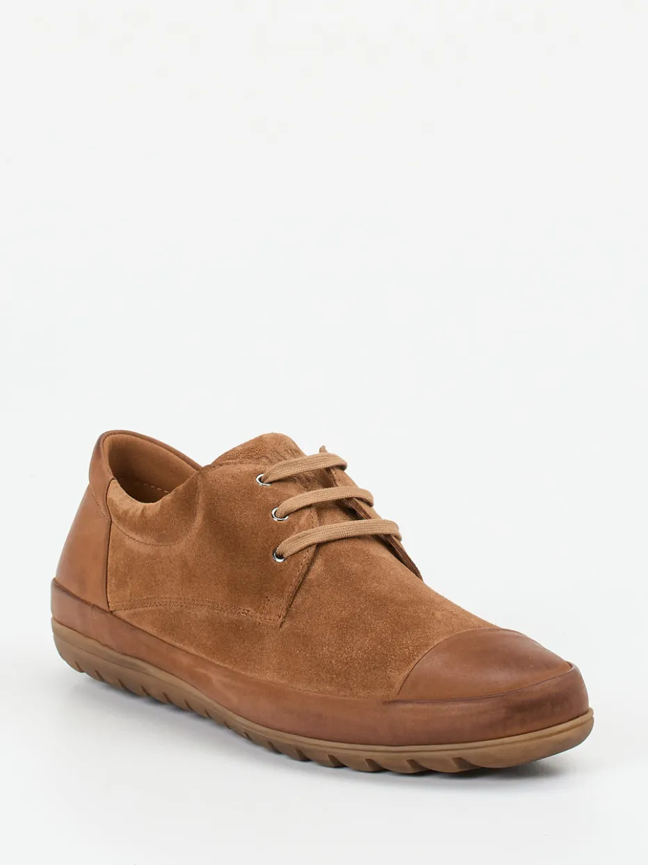 Herren Franz Gustav – Schnürschuh aus Veloursleder cognac