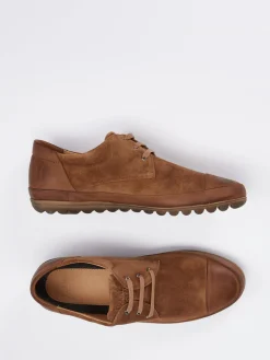 Herren Franz Gustav – Schnürschuh aus Veloursleder cognac
