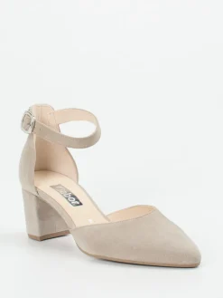 Damen Gabor – Ankle-Strap-Pumps aus Veloursleder sandbeige