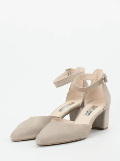 Damen Gabor – Ankle-Strap-Pumps aus Veloursleder sandbeige
