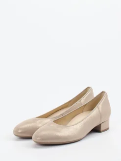 Damen Gabor – Ballerinas aus Metallicleder in Champagner