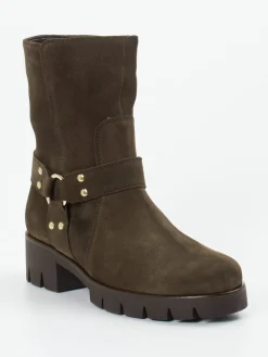 Damen Gabor – Biker Boots aus Veloursleder Dunkel