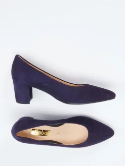 Damen Gabor – Blockabsatz-Pumps aus Veloursleder Dunkelviolett
