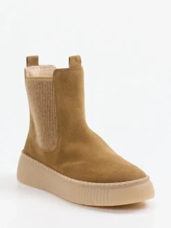 Damen Gabor – Chelsea Boots aus Veloursleder camel