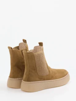 Damen Gabor – Chelsea Boots aus Veloursleder camel