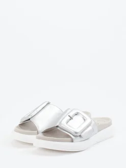 – Damen-Slides aus Metallicleder*Gabor Online