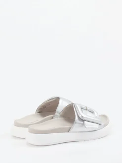 – Damen-Slides aus Metallicleder*Gabor Online