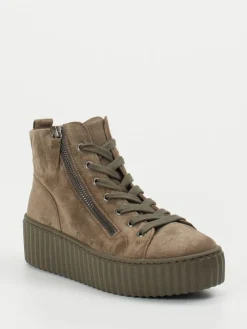 Damen Gabor – High-Top-Sneaker aus Veloursleder Taupe