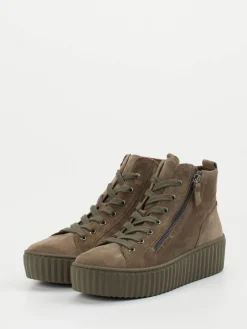 Damen Gabor – High-Top-Sneaker aus Veloursleder Taupe