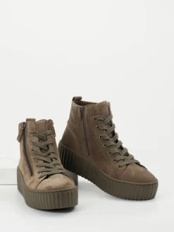 Damen Gabor – High-Top-Sneaker aus Veloursleder Taupe