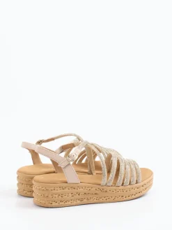 – Keilsandalette aus Velour/Metallic Beigegold*Gabor