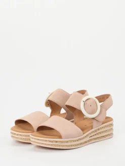 Damen Gabor – Keilsandalette aus Veloursleder rosé