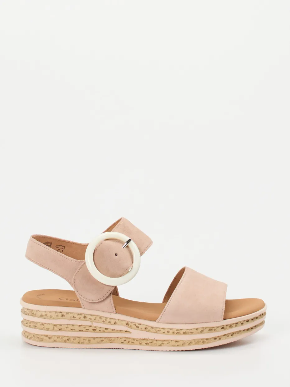 Damen Gabor – Keilsandalette aus Veloursleder rosé