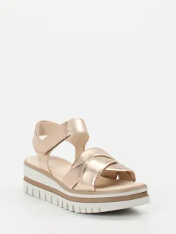– Keilsandalette aus Metallicleder in Rosé*Gabor Best