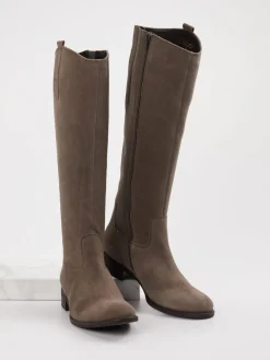 – Kniestiefel aus Veloursleder in Taupe*Gabor Hot