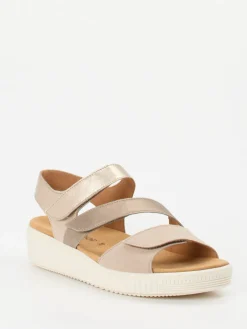 Damen Gabor – Komfortsandalen aus Metallicleder Champagner