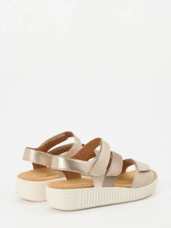 Damen Gabor – Komfortsandalen aus Metallicleder Champagner