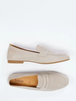 Damen Gabor – Loafer aus Veloursleder in Beigegrau