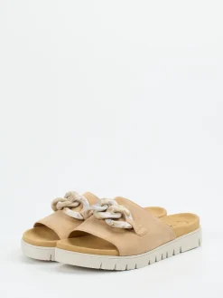 Damen Gabor – Pantolette aus Veloursleder mit Gliederkette