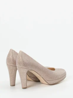 Damen Gabor – Plateau-Pumps aus Metallicleder Champagner