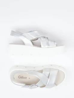 Damen Gabor – Plateau-Sandale aus Metallicleder