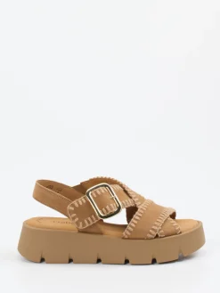 Damen Gabor – Plateau-Sandalen aus Veloursleder sandfarben