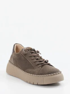 Damen Gabor – Plateau-Sneaker aus Veloursleder Taupe