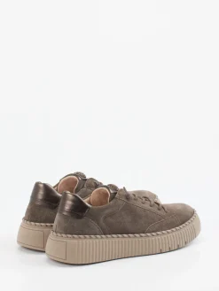 Damen Gabor – Plateau-Sneaker aus Veloursleder Taupe