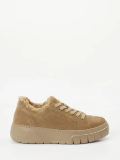 Damen Gabor – Plateau-Sneaker aus Lammleder sandbeige