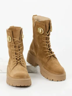 – Schnürboots aus Veloursleder camel*Gabor Hot