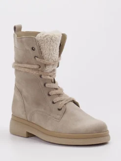 Damen Gabor – Schnürboots aus Veloursleder in Taupe