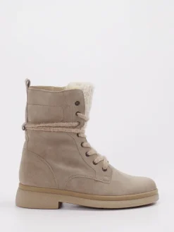 Damen Gabor – Schnürboots aus Veloursleder in Taupe